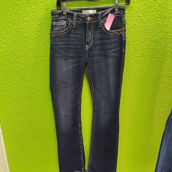 KanCan Blue Skinny Jeans with Contrasting Stitching - Picture 1 of 2
